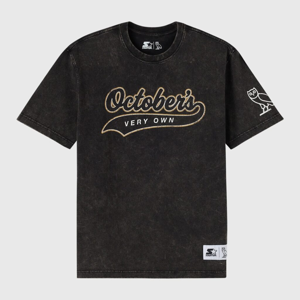OVO STARTER TEAM SCRIPT VINTAGE WASH T- SHIRT BLACK