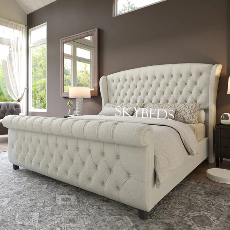 Wingback Sleigh Bed – A Perfect Blend of Luxury, Comfort, and Timeless Style