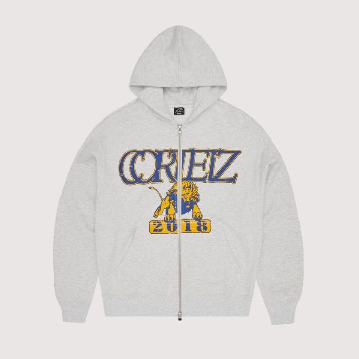 Cortiez Lion Boxy Zip Hoodie Light Heather